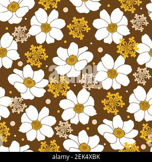 Elegant flowers pattern design on gold background Stock Vector