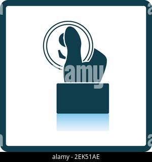 Hand Hold Dollar Coin Icon. Square Shadow Reflection Design. Vector Illustration. Stock Vector