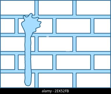 Blood On Brick Wall Icon. Thin Line With Blue Fill Design. Vector Illustration. Stock Vector