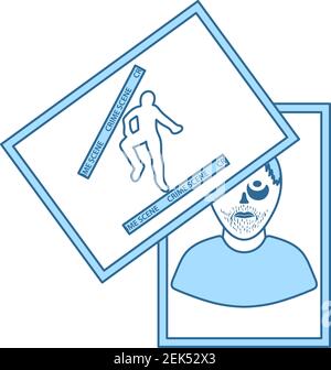 Photograph Evidence Icon. Thin Line With Blue Fill Design. Vector Illustration. Stock Vector