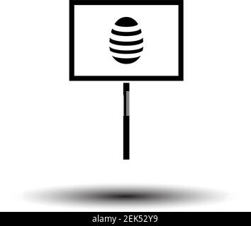 Easter Pointer With Egg Icon. Black on White Background With Shadow. Vector Illustration. Stock Vector
