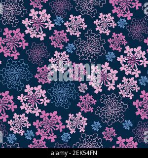 Seamless pattern with silene silhouettes on dark blue background Stock Vector