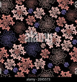 Seamless pattern with silene silhouettes on black background Stock Vector