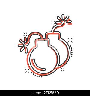 Bomb icon in comic style. Dynamite cartoon vector illustration on white isolated background. C4 tnt splash effect business concept. Stock Vector