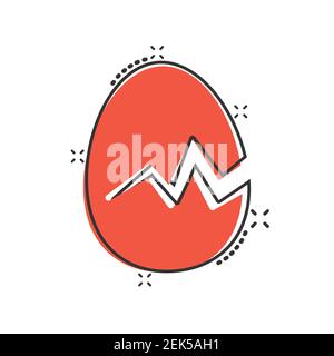 Egg icon in comic style. Breakfast cartoon vector illustration on white isolated background. Eggshell splash effect business concept. Stock Vector