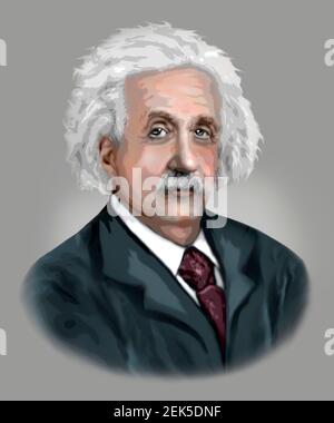 Albert Einstein 1879-1955 German Mathematical Physicist Modern Style Illustration Stock Photo