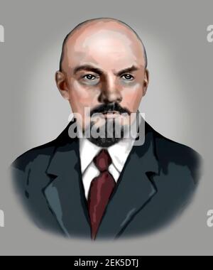 Vladimir Ilyich Lenin 1870-1924 Russian Revolutionary Modern Style Illustration Stock Photo