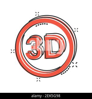 3d text icon in comic style. Word cartoon vector illustration on white isolated background. Stereoscopic technology splash effect business concept. Stock Vector