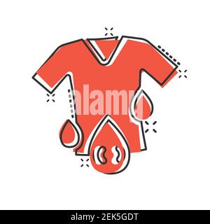 T-shirt washing icon in comic style. Clothes dry cartoon vector illustration on white isolated background. Shirt laundry splash effect business concep Stock Vector