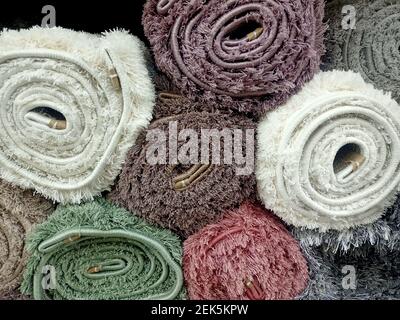 Samples of carpet. Carpets for the home. Stock Photo