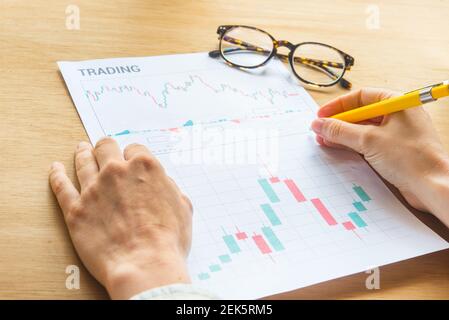 Trade Graph Chart Concept top view Stock Photo