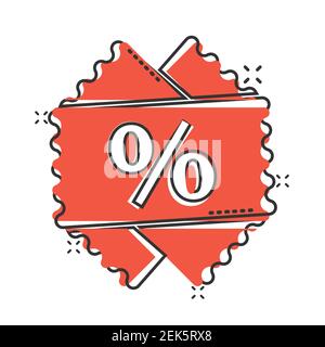 Price coupon icon in comic style. Discount tag cartoon sign vector illustration on white isolated background. Sale sticker splash effect business conc Stock Vector