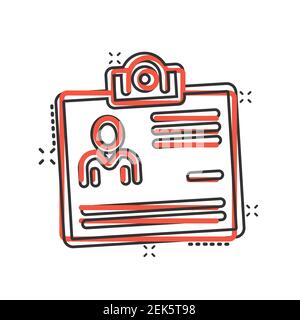 Id card icon in comic style. Identity tag cartoon vector illustration on white isolated background. Driver licence splash effect business concept. Stock Vector