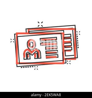 Resume icon in comic style. Contract document cartoon vector illustration on white isolated background. Paper notepad splash effect business concept. Stock Vector