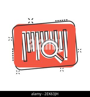 Barcode icon in comic style. Product distribution cartoon vector ...