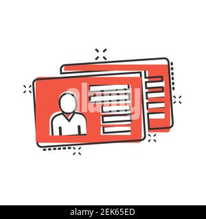 Resume icon in comic style. Contract document cartoon vector illustration on white isolated background. Paper notepad splash effect business concept. Stock Vector