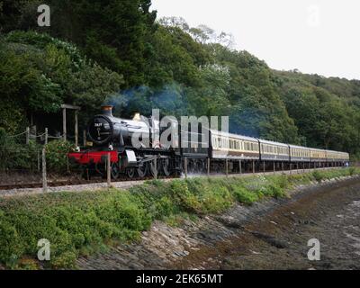 7827 Lydham Manor leaving Kingswear for Paignton on 23rd September 2020. Stock Photo