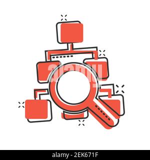 Hierarchy diagram icon in comic style. Structure search cartoon vector illustration on white isolated background. Organization workflow splash effect Stock Vector