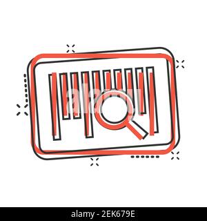 Barcode icon in comic style. Product distribution cartoon vector illustration on white isolated background. Bar code splash effect business concept. Stock Vector