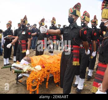 PATNA, INDIA - JUNE 18: Army personnel during a gun salute to