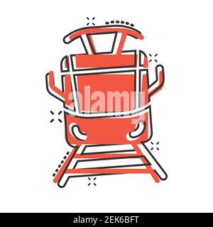 Metro icon in comic style. Train subway cartoon vector illustration on white isolated background. Railroad cargo splash effect business concept. Stock Vector