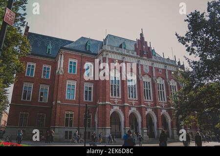 The Jagiellonian University facade - the oldest university in Poland Stock Photo