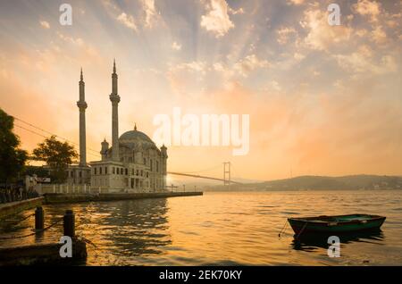 Bosphorus view at sunrise from Ortakoy square. Istanbul - Turkey Stock Photo