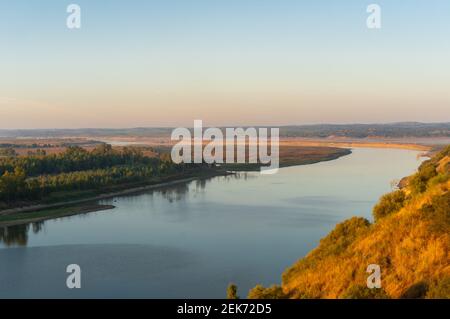 Guadiana view of the border between Portugal and Spain in Juromenha beautiful Alentejo landscape, in Portugal Stock Photo