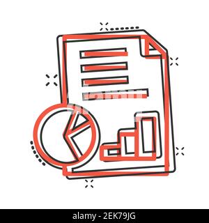 Financial statement icon in comic style. Document cartoon vector ...