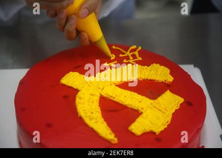 Nantong China June 29 Students Make Cakes To Celebrate The Birthday Of The Communist Party