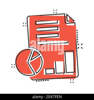 Financial statement icon in comic style. Document cartoon vector ...