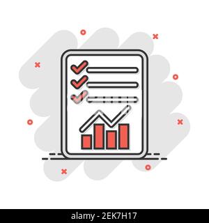 Cartoon checklist icon in comic style. Document check illustration pictogram. Diagram graph sign splash business concept. Stock Vector
