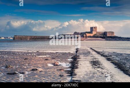 Saint Aubin Fort in a low tide, bailiwick of Jersey, Channel Islands Stock Photo