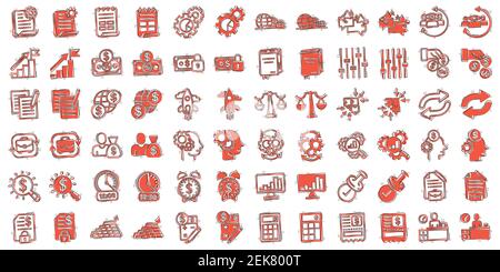 Business icon set in comic style. Money, people, document cartoon vector illustration on white isolated background. Freelancer diagram splash effect b Stock Vector