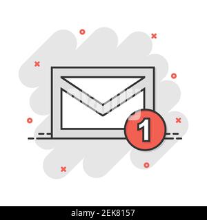 Vector cartoon email envelope message icon in comic style. Mail sign illustration pictogram. Envelope business splash effect concept. Stock Vector