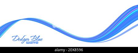 Abstract simple dodger blue wave on white background. Vector graphics Stock Vector