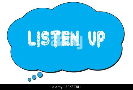 LISTEN text written on a blue thought cloud bubble Stock Photo - Alamy