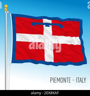 Piedmont, flag of the region, Italian Republic, vector illustration Stock Vector