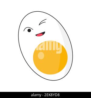 Boiled eggs cartoon on white background vector. Stock Photo