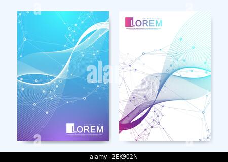 Minimal brochure or banners with abstract molecules design. Medical background for banner or flyer. Vector illustration. Stock Vector