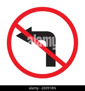 No left turn traffic signs icon on white background vector. Stock Photo