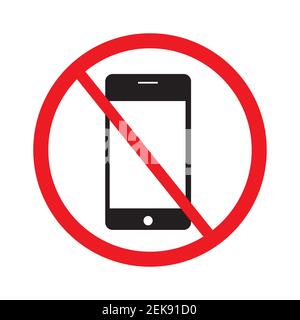 Do not use your mobile phone icon on white background vector.No phone sign Stock Photo
