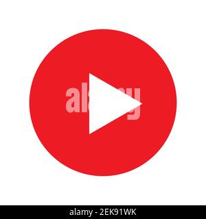 Red play button icon on white background vector. Play symbols for you website design.multimedia for video and audio. Stock Photo