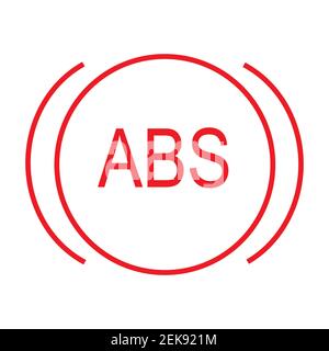 Red signs abs in the car icon on white background vector. Stock Photo