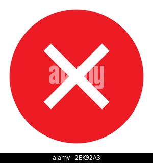 Wrong mark button in red circle icon on white background vector. Stock Photo