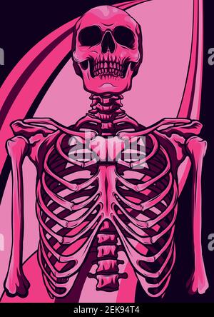 Human skeleton posing isolated over white background vector illustration Stock Vector