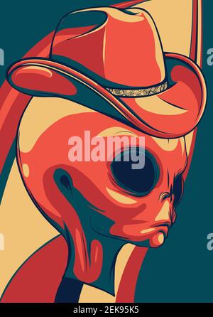 vector illustration of alien head cowboy design Stock Vector Image ...