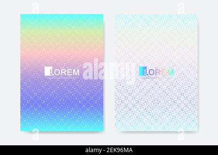 Abstract geometric pattern background with lines halftone dots cover page layouts design texture. Modern colorful abstract gradient pattern background Stock Vector
