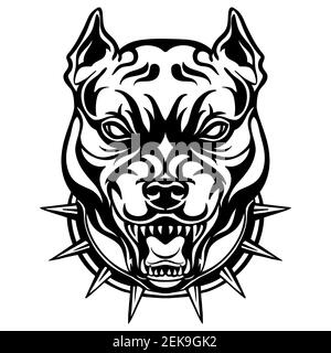 Mascot. Vector head of cougar. Black illustration of danger dog isolated on white background. For decoration, print, design, logo, sport clubs, tattoo Stock Vector