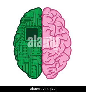 Human brain chit integration Stock Vector